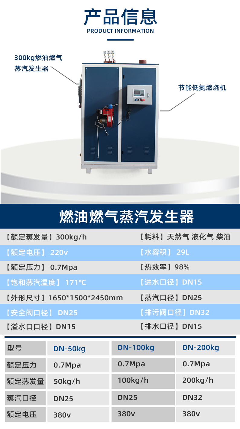 300kg燃?xì)庹羝l(fā)生器參數(shù)