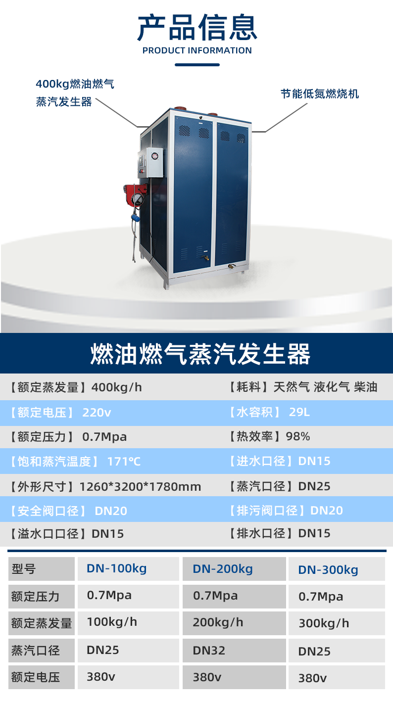 達(dá)能400kg燃?xì)庹羝l(fā)生器